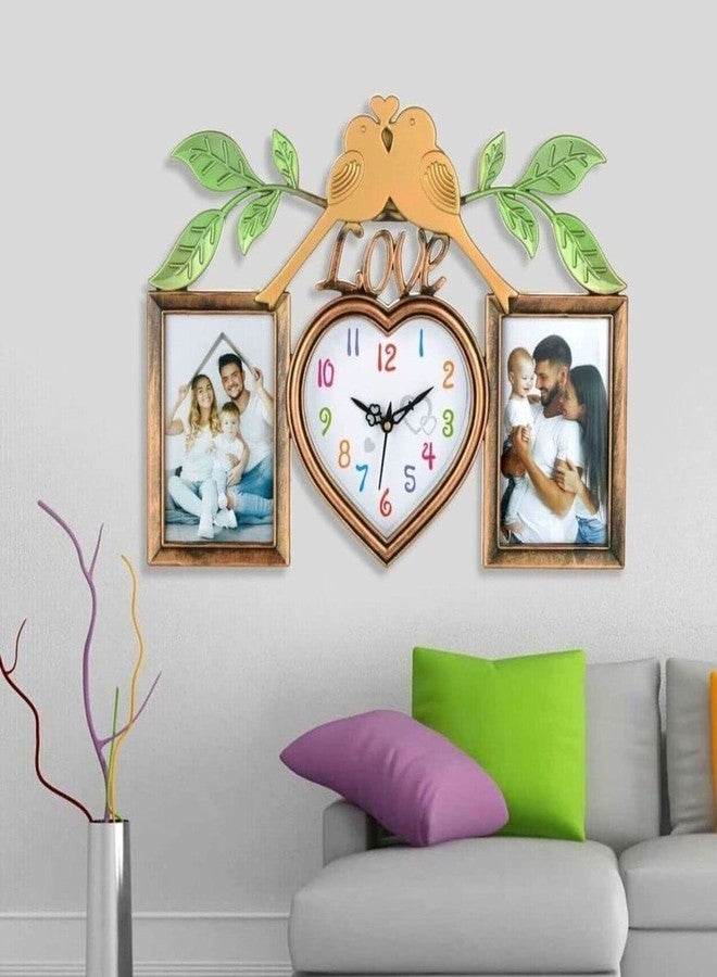 Harbour Analog Latest Stylish New Models Wall Clock with Photo Frames for Home Living Room Hall Bedroom (Size Height 29 CM X Width 49 CM)- Home Decor Big Size Wall Clock 771E5 - Image 1
